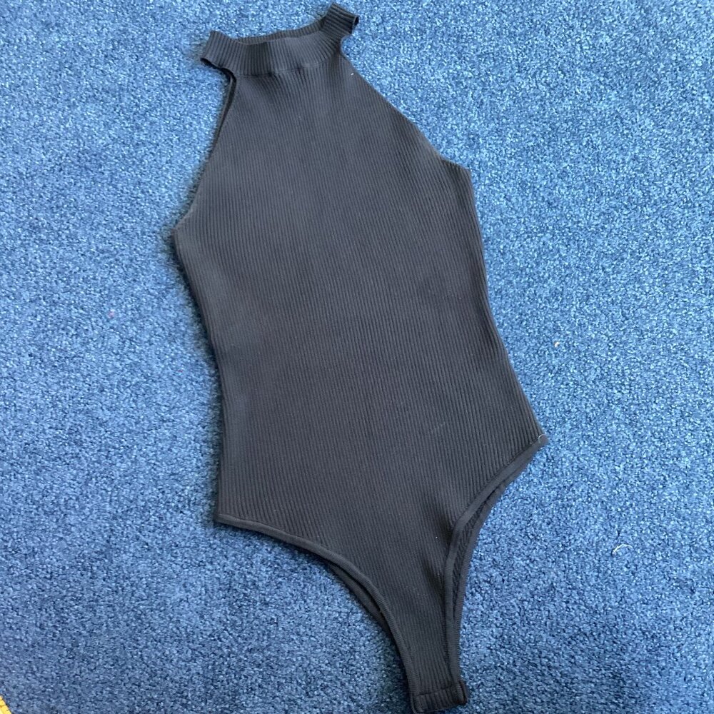 Black Halter-style Neck Bodysuit - Medium